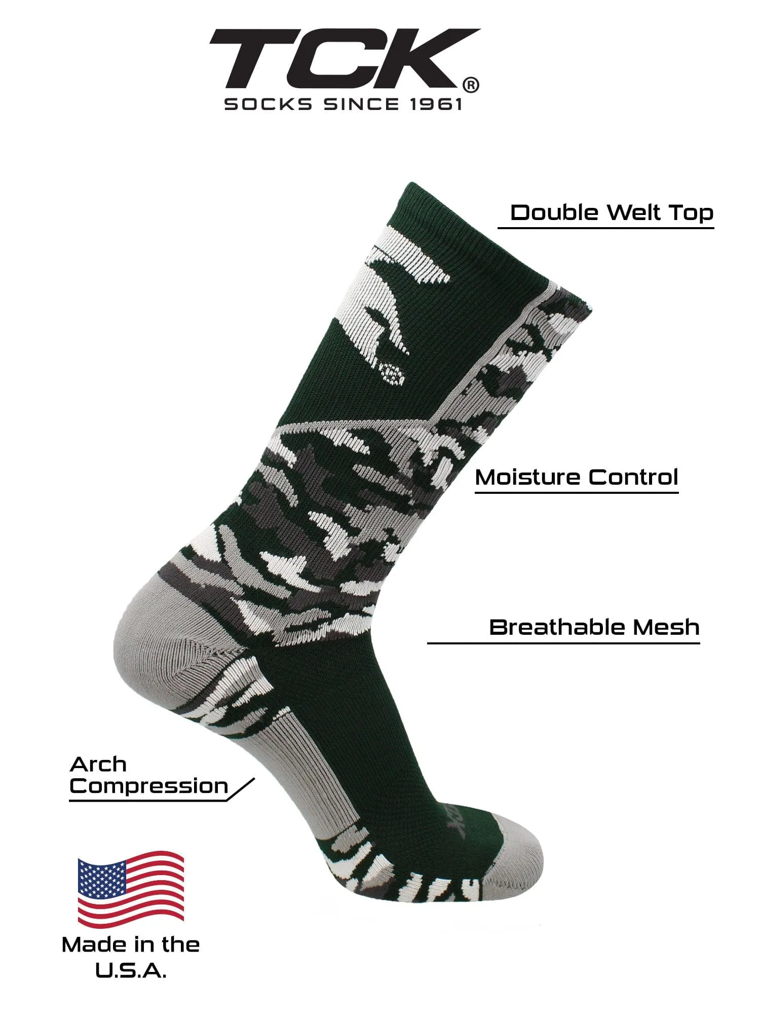 Michigan State Spartans Camo Crew Socks