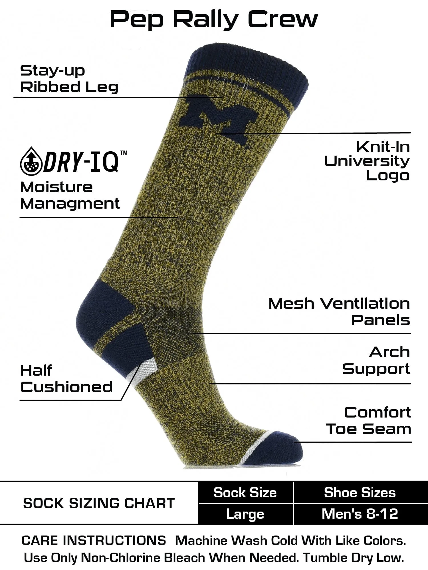 Michigan Wolverines Socks Victory Parade Crew Length