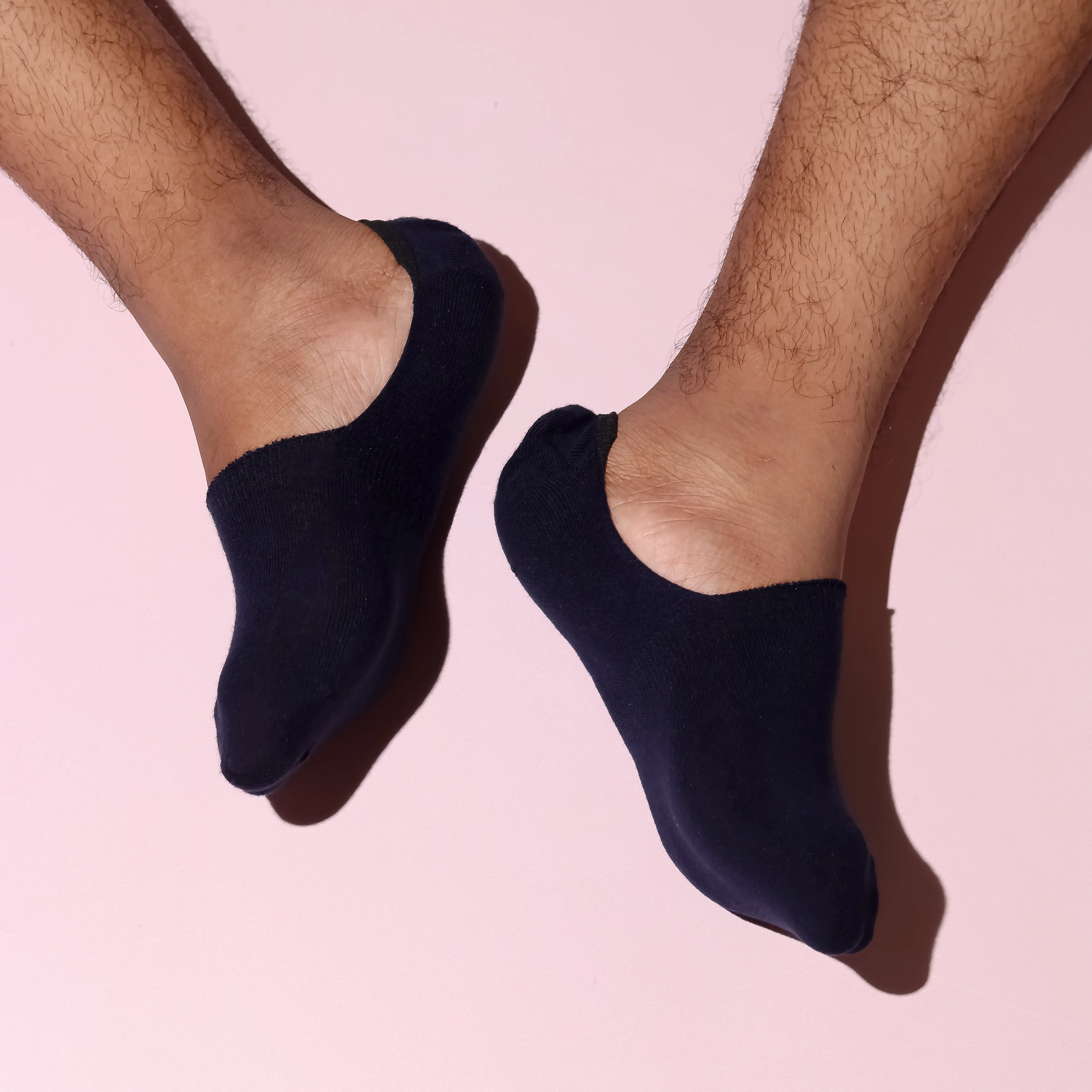 Navy Solid Non-Slip No Show Socks For Men