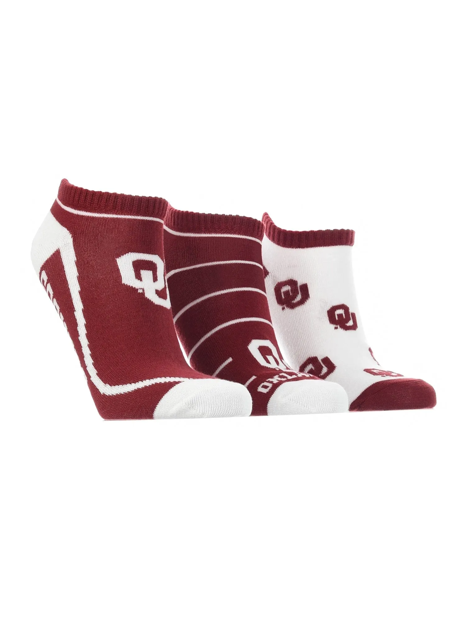 Oklahoma Sooners No Show Socks Full Field 3 Pack