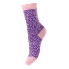 Pantherella - Ladies Cashmere Socks - Fairisle Socks W769 Aster