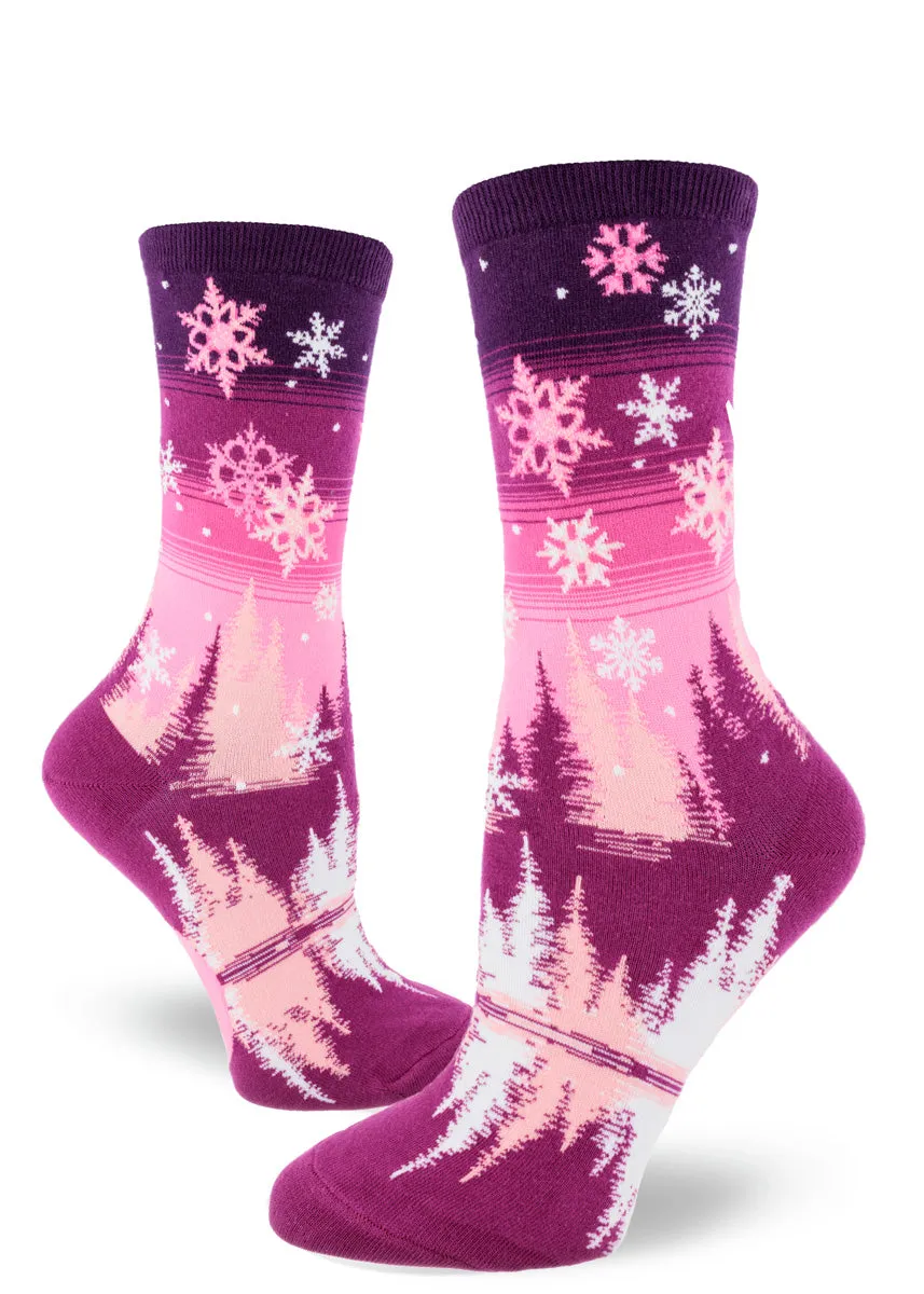 Pink Snowflakes Women's Socks