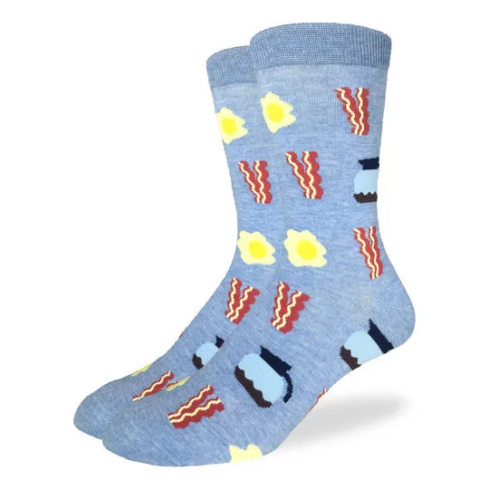 "Bacon & Eggs" Cotton Crew Socks by Good Luck Sock