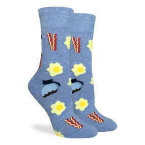 "Bacon & Eggs" Cotton Crew Socks by Good Luck Sock