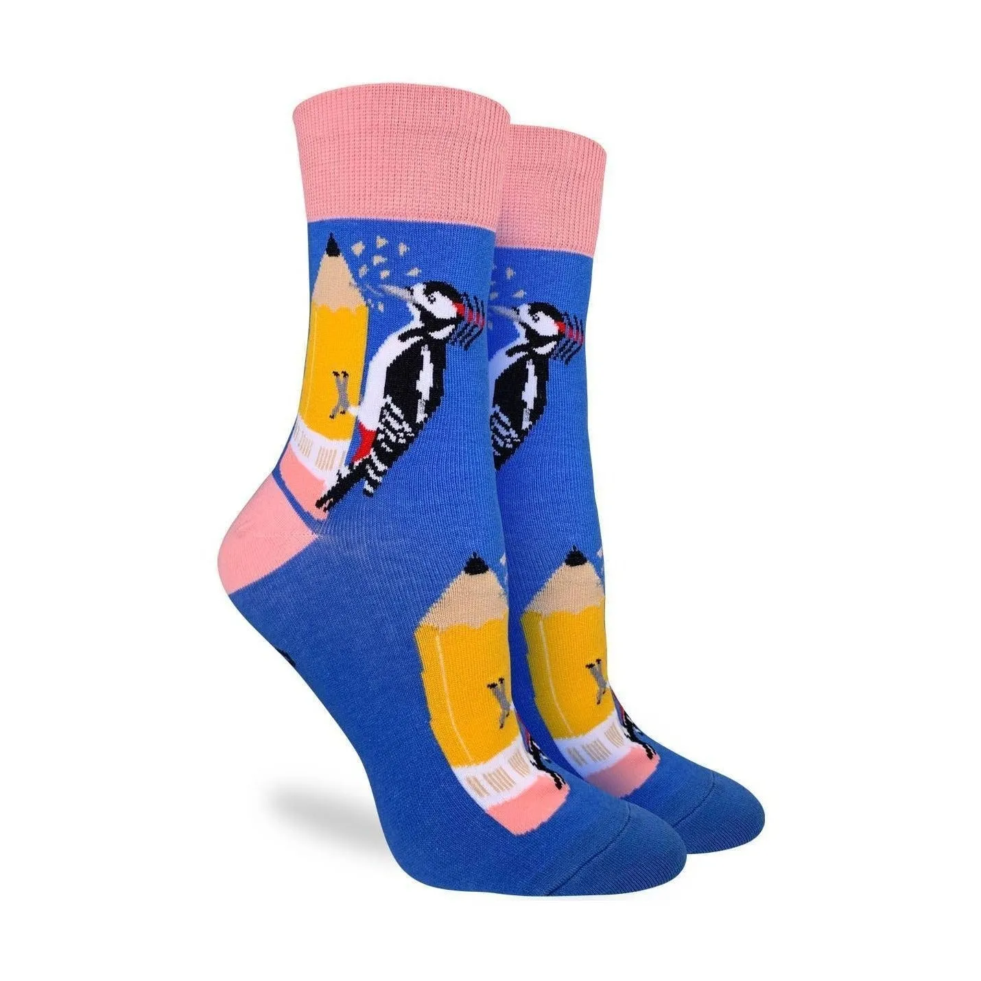 "Bird Sharpener" Cotton Crew Socks by Good Luck Sock - Medium