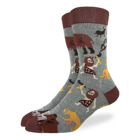 "Cavemen" Crew Socks by Good Luck Sock - Large - SALE