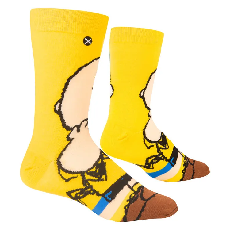 "Charlie Brown" Cotton Blend Crew Socks by ODD Sox - Large