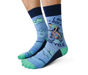 "Cycling Spokesman" Cotton Crew Socks by Uptown Sox - Large