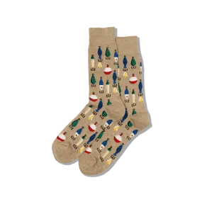 "Fishing Lures" Cotton Crew Socks by Hot Sox - Large