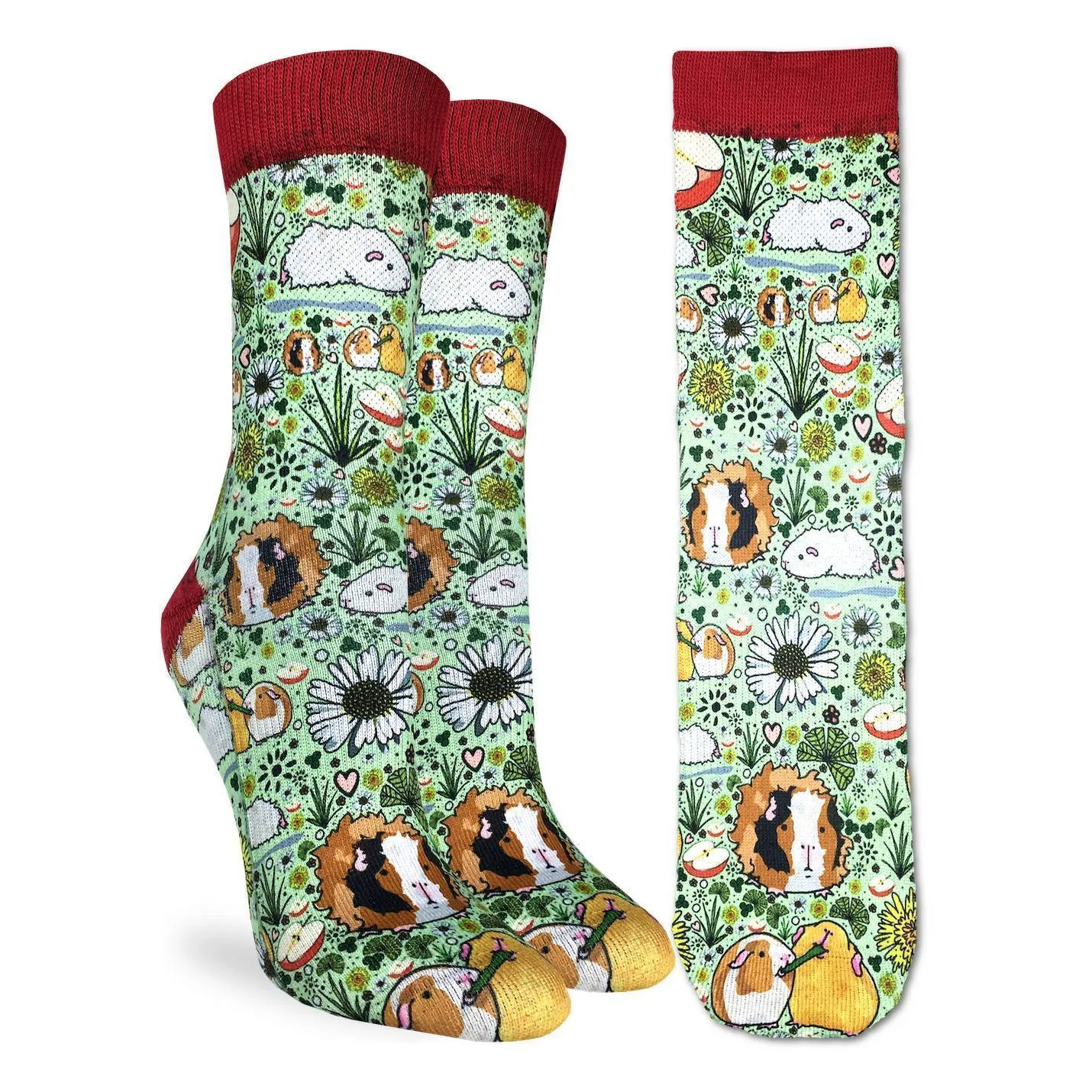 "Guinea Pigs" Active Crew Socks by Good Luck Sock - Medium