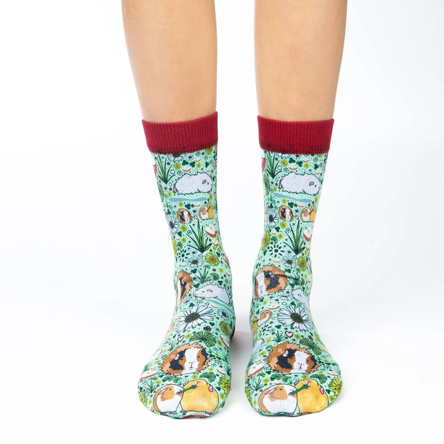 "Guinea Pigs" Active Crew Socks by Good Luck Sock - Medium