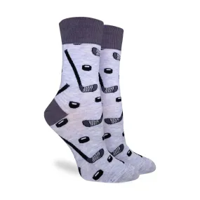 "Hockey Sticks and Pucks" Cotton Crew Socks by Good Luck Sock