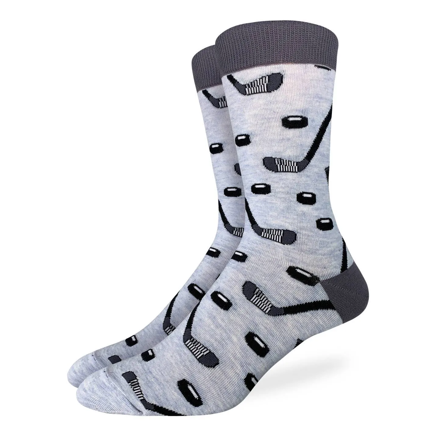 "Hockey Sticks and Pucks" Cotton Crew Socks by Good Luck Sock