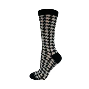 "Houndstooth" Bamboo Socks by Point Zero-Medium