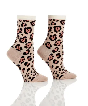 "Leopard Skin" Cotton Dress Crew Socks by YO Sox - Medium