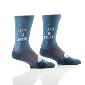 "Let's Go Camping" Cotton Dress Crew Socks by YO Sox - Large