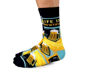 "Life is Brewtiful" Cotton Crew Socks by Uptown Sox