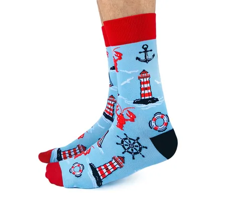 "Nautical" Cotton Crew Socks by Uptown Sox - Large