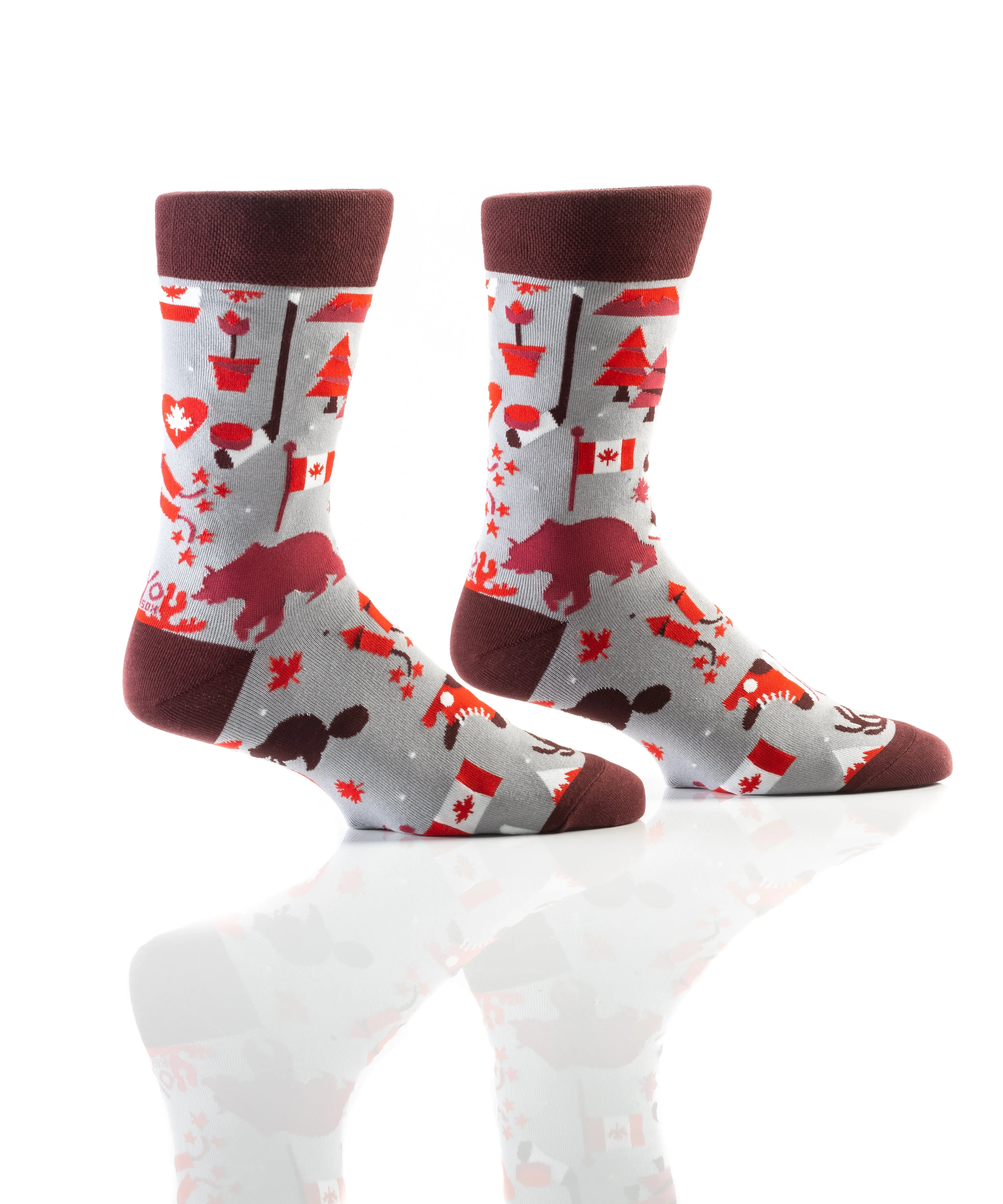 "Oh Canada" Cotton Dress Crew Socks by YO Sox -Large