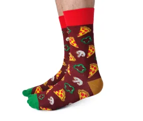 "Pizza Party" Cotton Crew Socks by Uptown Sox - Large