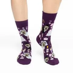 "Pug Wedding" Cotton Crew Socks by Good Luck Sock - SALE