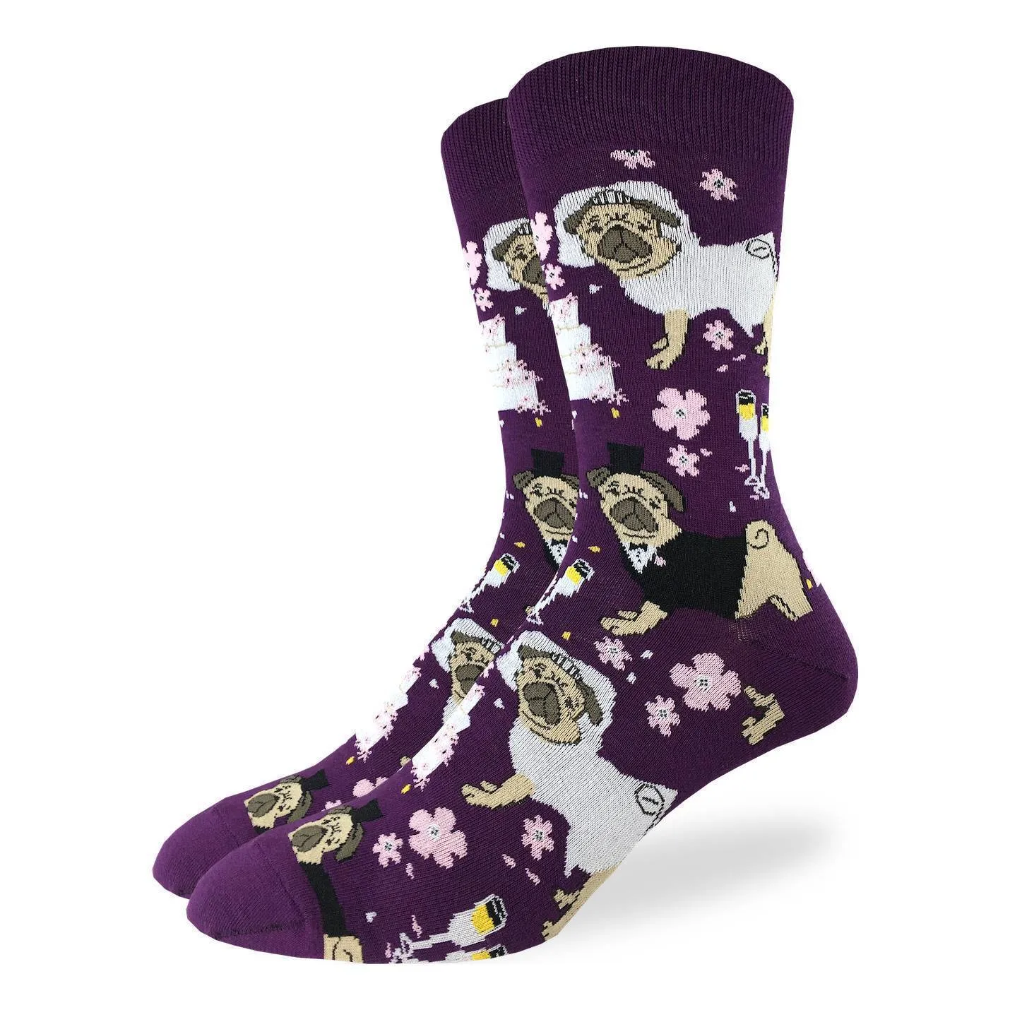 "Pug Wedding" Cotton Crew Socks by Good Luck Sock - SALE