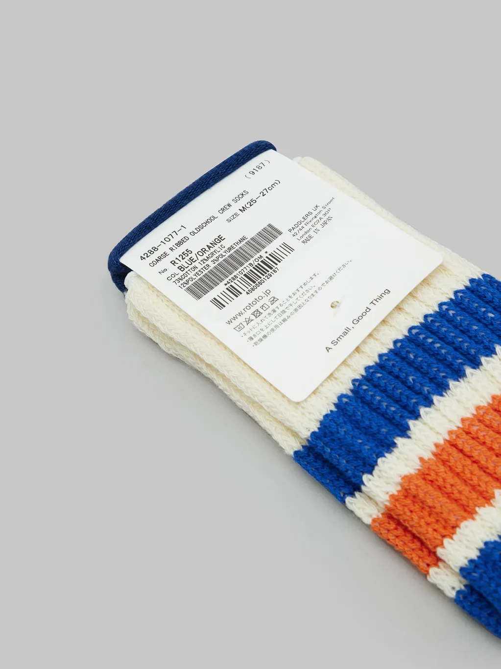 ROTOTO Coarse Ribbed Oldschool Crew Socks Blue/Orange