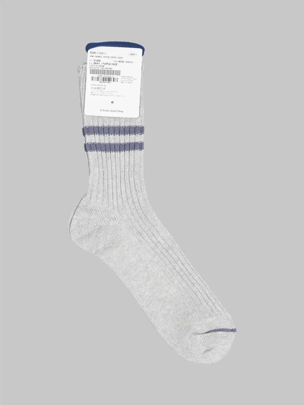 ROTOTO Hemp Organic Cotton Stripe Gray/Purple Haze