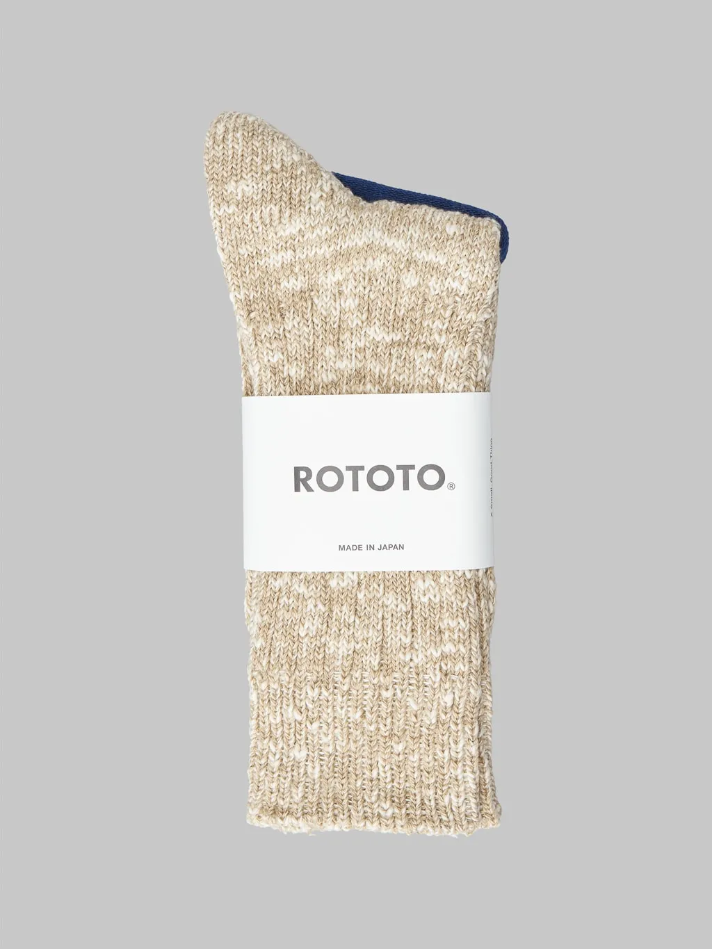 ROTOTO Low Gauge Slub Crew Socks Beige