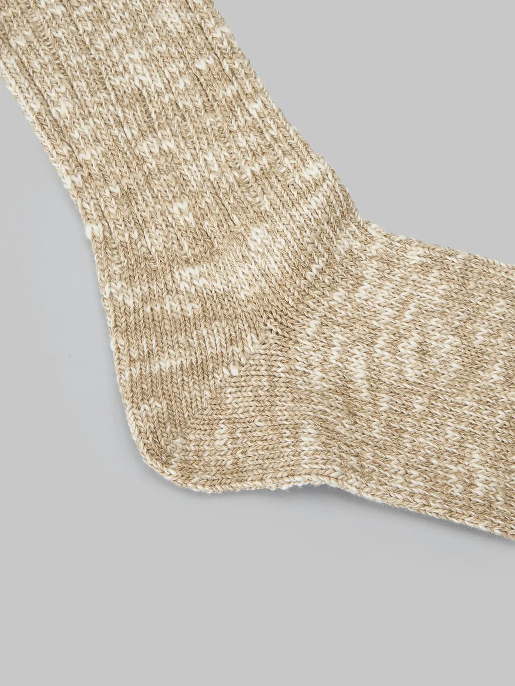 ROTOTO Low Gauge Slub Crew Socks Beige