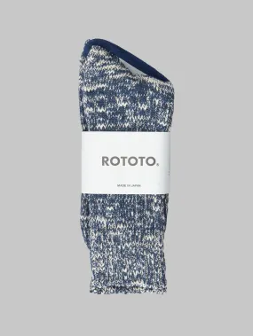 ROTOTO Low Gauge Slub Crew Socks Navy