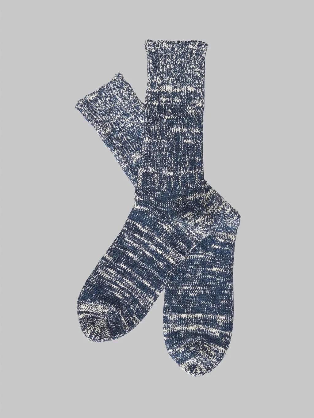 ROTOTO Low Gauge Slub Crew Socks Navy