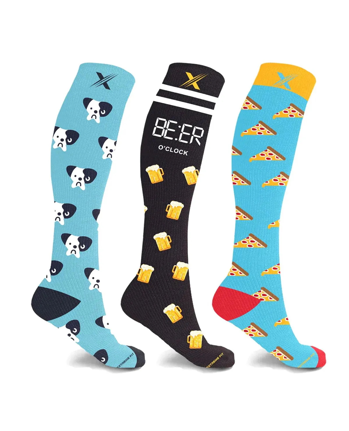 Ruff, Beer, & Pizza Knee-High Compression Socks