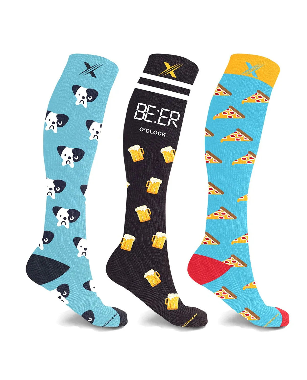 Ruff, Beer, & Pizza Knee-High Compression Socks