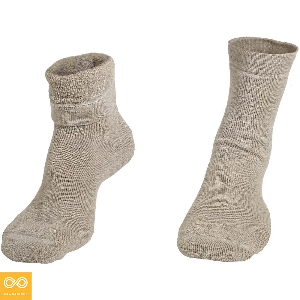 SCHUMANN 99% Organic French Flax Linen Terry Socks (Thick, Plush, Soft)