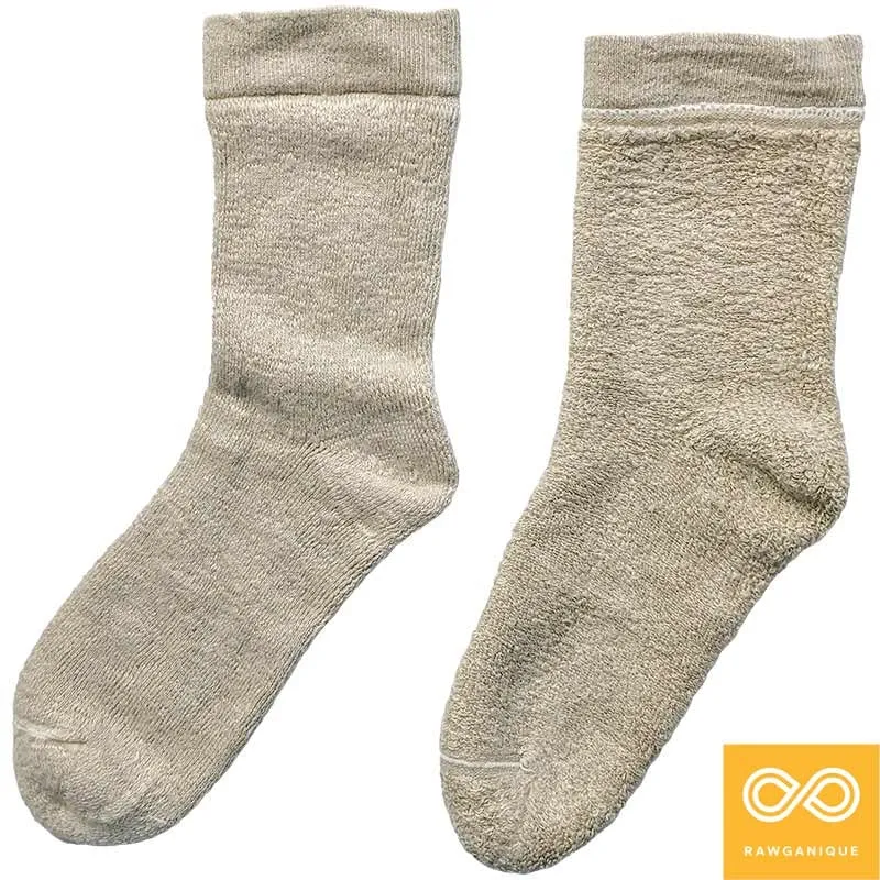 SCHUMANN 99% Organic French Flax Linen Terry Socks (Thick, Plush, Soft)