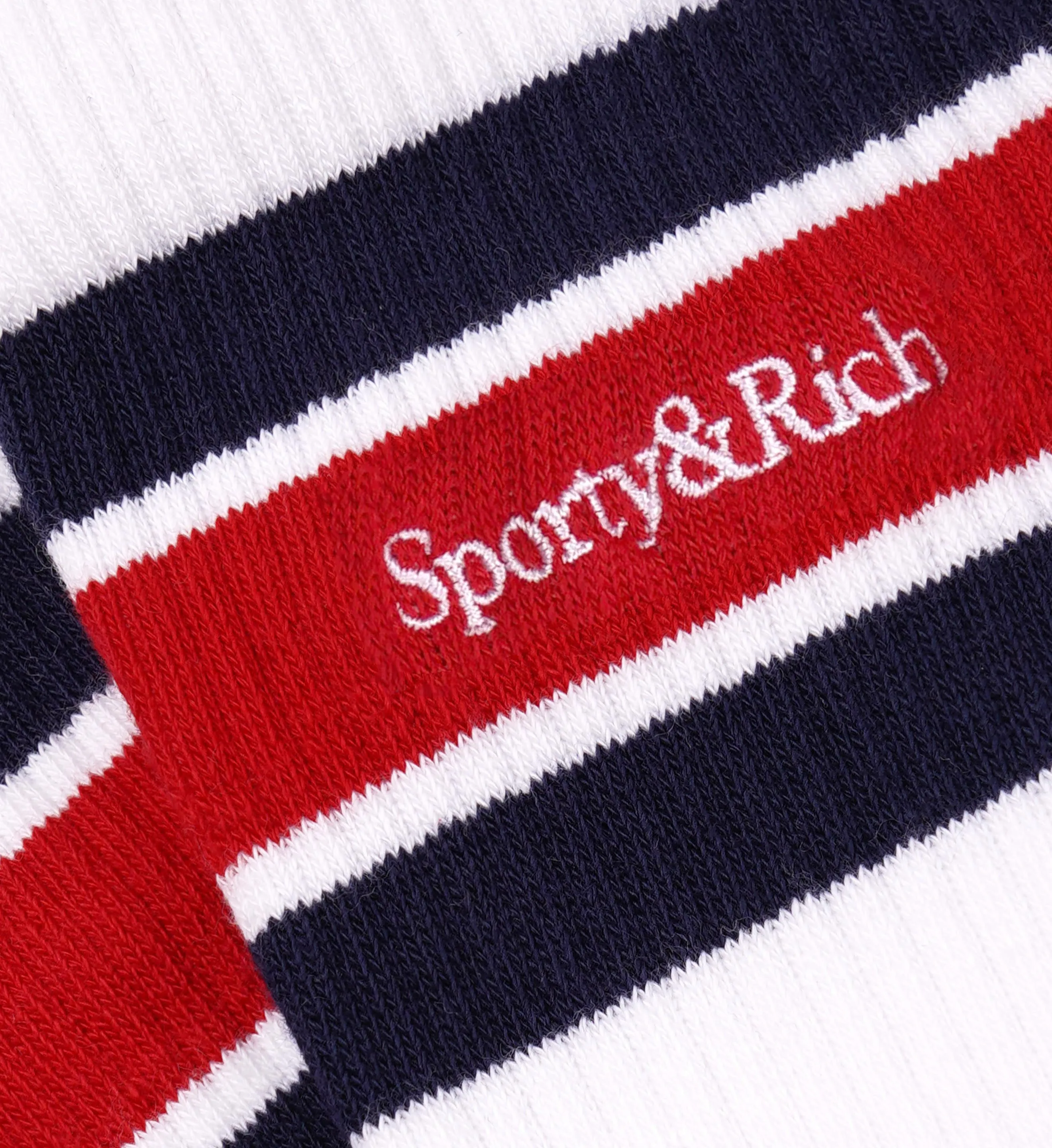 Serif Logo Striped Socks - White/Navy/Sports Red