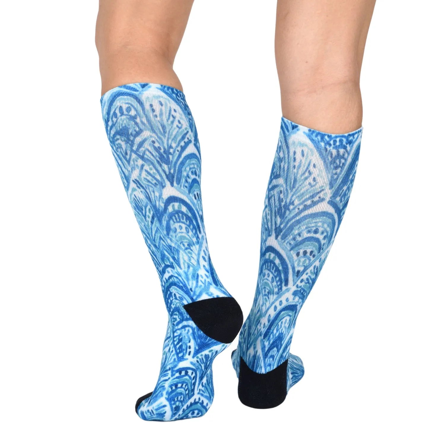 Sierra Socks Blue Dream Pattern CoolMax Socks, Nature Collection for Men & Women Eco-Friendly Colorful Crew Socks