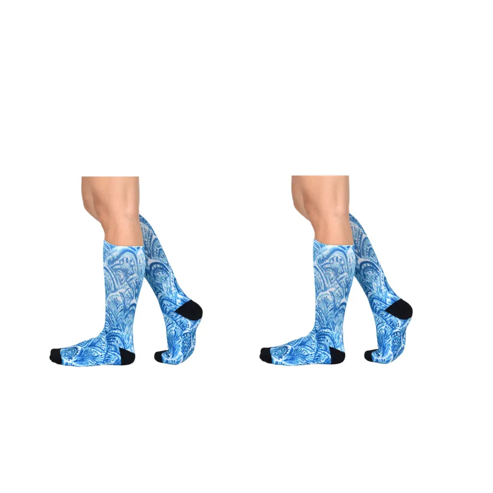 Sierra Socks Blue Dream Pattern CoolMax Socks, Nature Collection for Men & Women Eco-Friendly Colorful Crew Socks