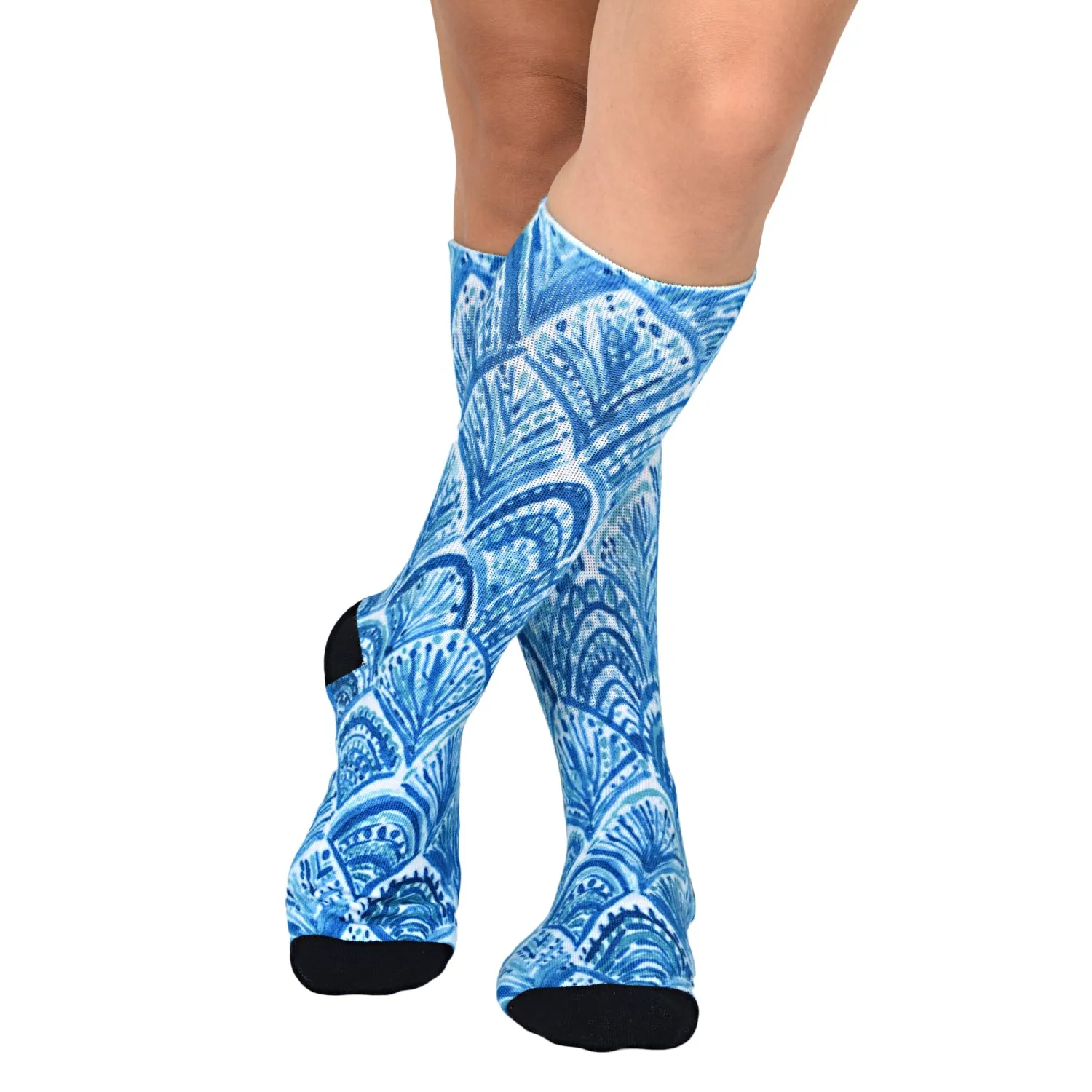 Sierra Socks Blue Dream Pattern CoolMax Socks, Nature Collection for Men & Women Eco-Friendly Colorful Crew Socks