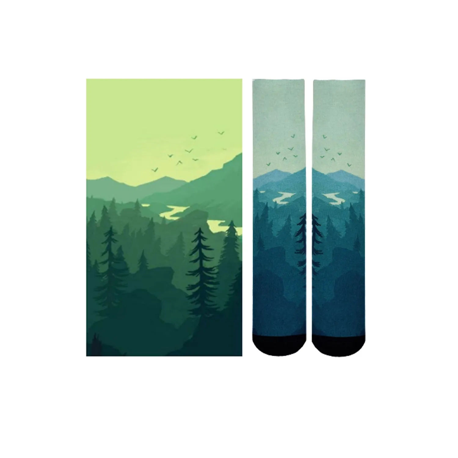 Sierra Socks Evergreen Pattern CoolMax Socks, Nature Collection for Men & Women Eco-Friendly Crew Socks