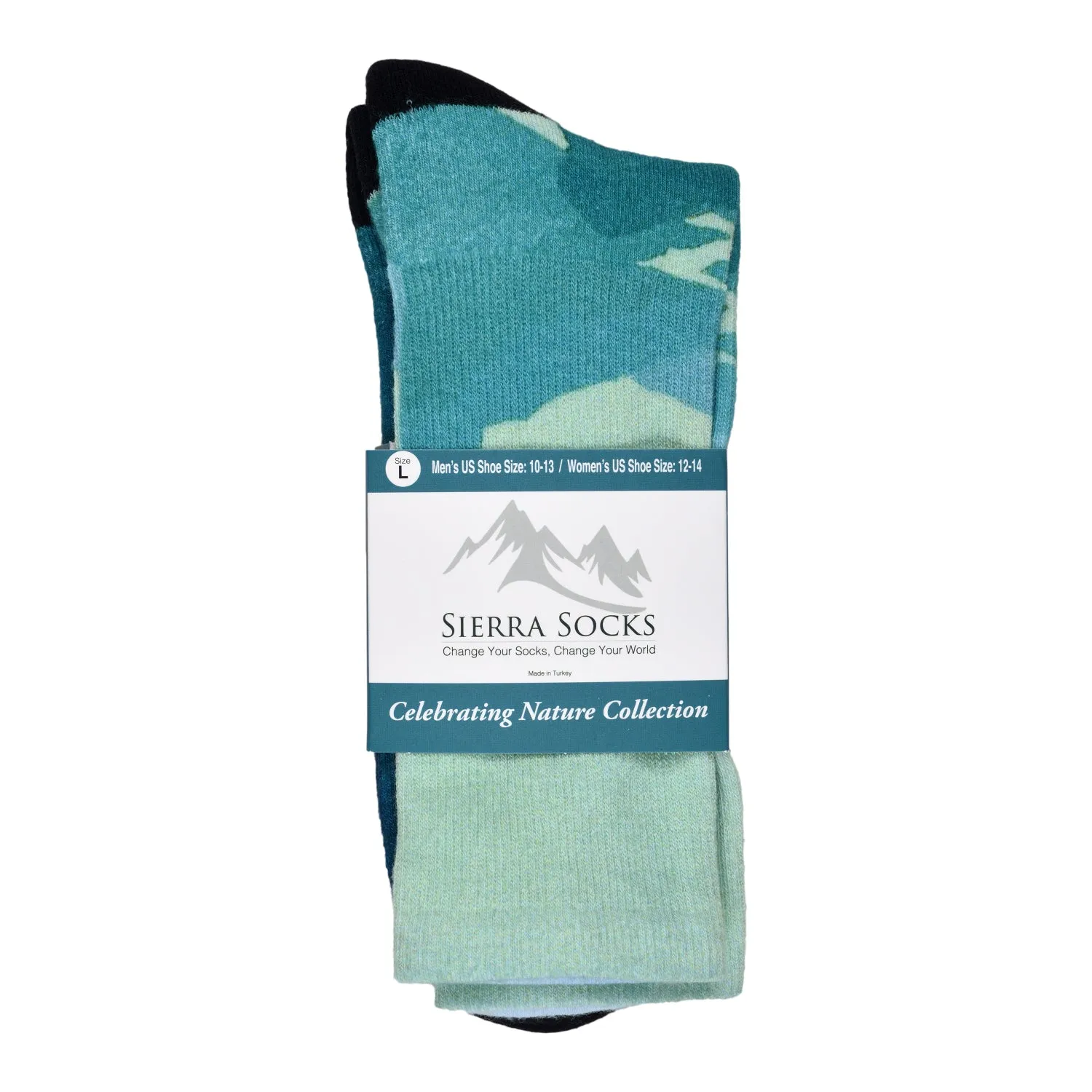 Sierra Socks Evergreen Pattern CoolMax Socks, Nature Collection for Men & Women Eco-Friendly Crew Socks