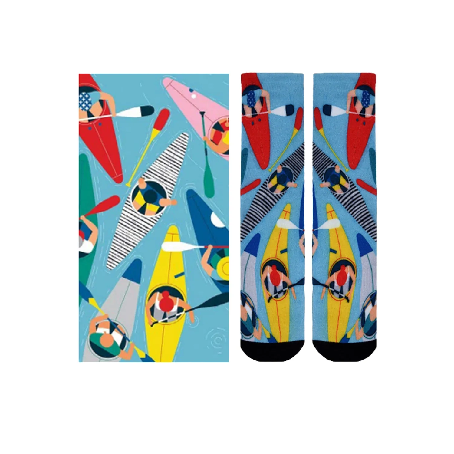 Sierra Socks Kayak Fever Pattern CoolMax Socks, Nature Collection for Men & Women Eco-Friendly Crew Socks