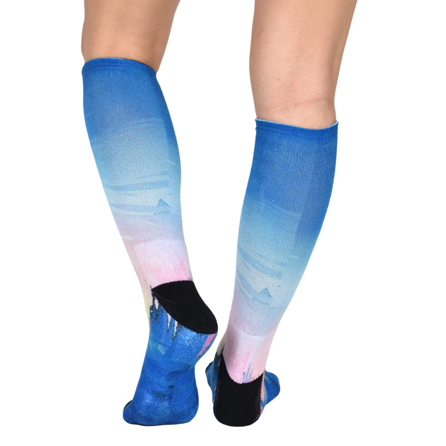 Sierra Socks Sunset Stream Pattern CoolMax Socks, Nature Collection for Men & Women Eco-Friendly Crew Socks