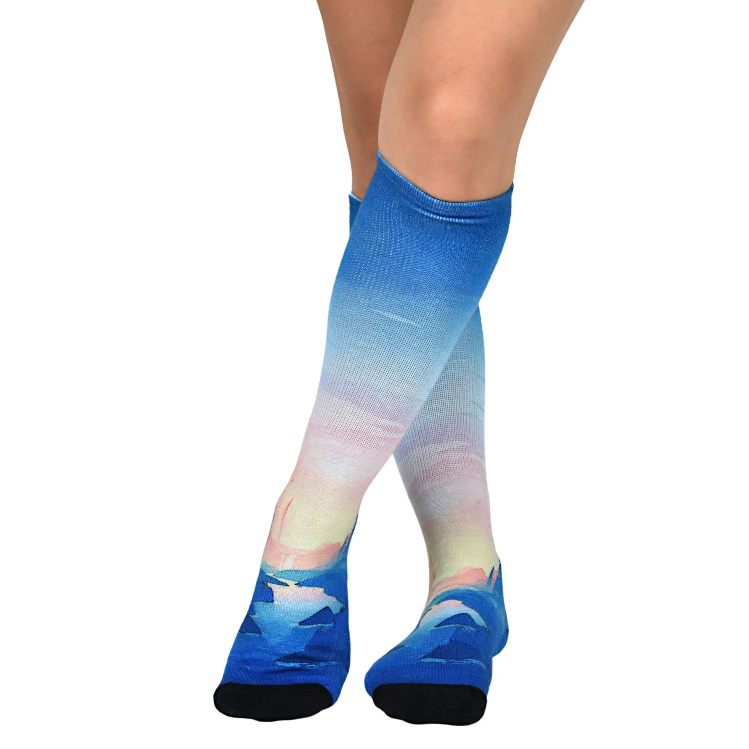 Sierra Socks Sunset Stream Pattern CoolMax Socks, Nature Collection for Men & Women Eco-Friendly Crew Socks