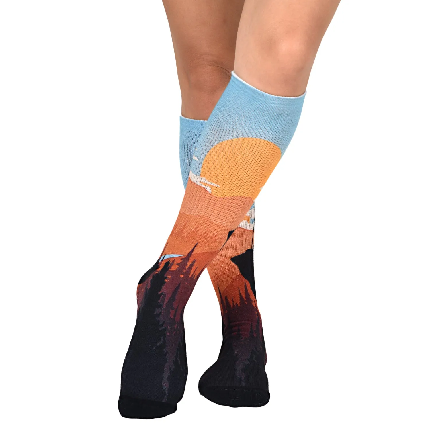 Sierra Socks Sunset Stroll Pattern CoolMax Socks, Nature Collection for Men & Women Eco-Friendly Crew Socks