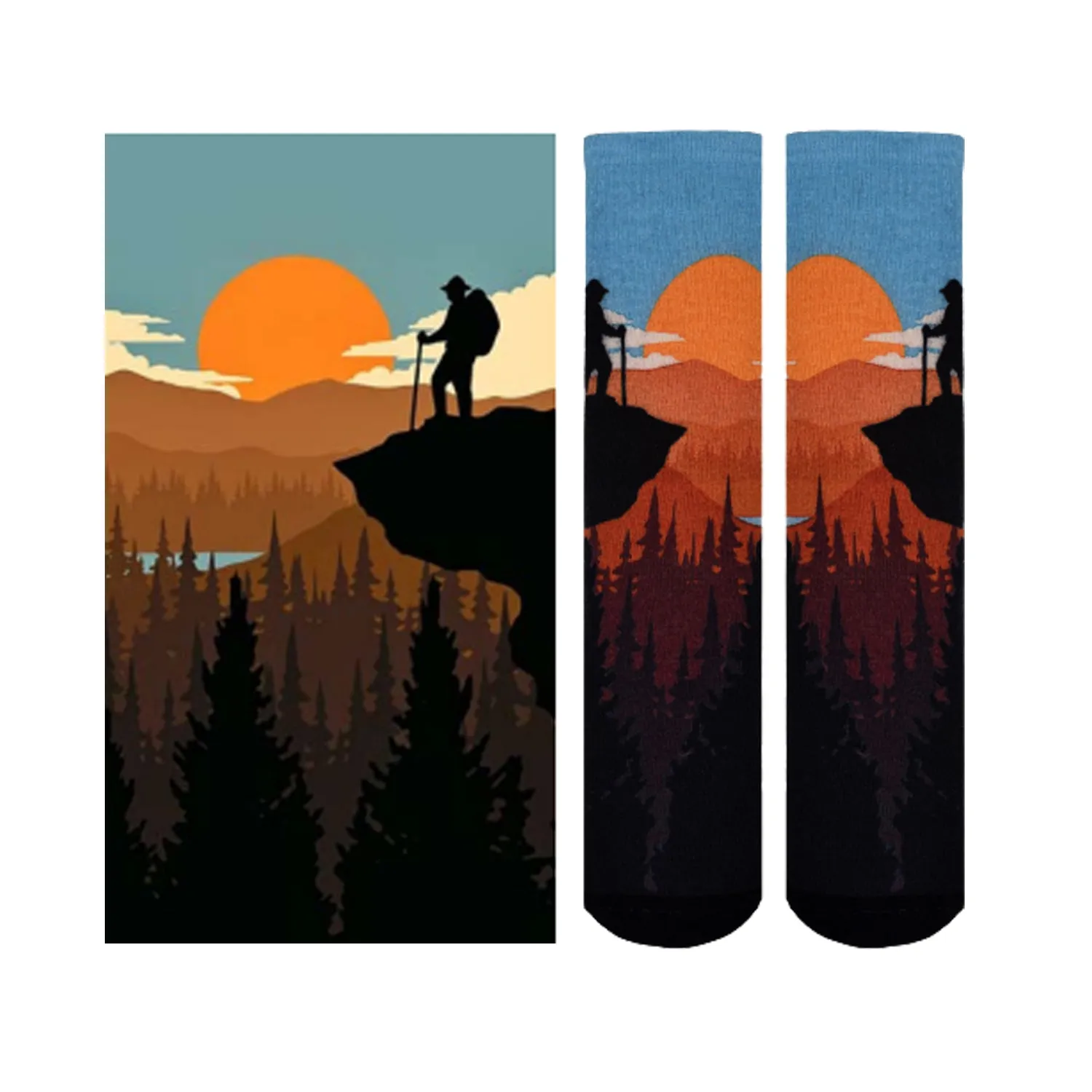 Sierra Socks Sunset Stroll Pattern CoolMax Socks, Nature Collection for Men & Women Eco-Friendly Crew Socks