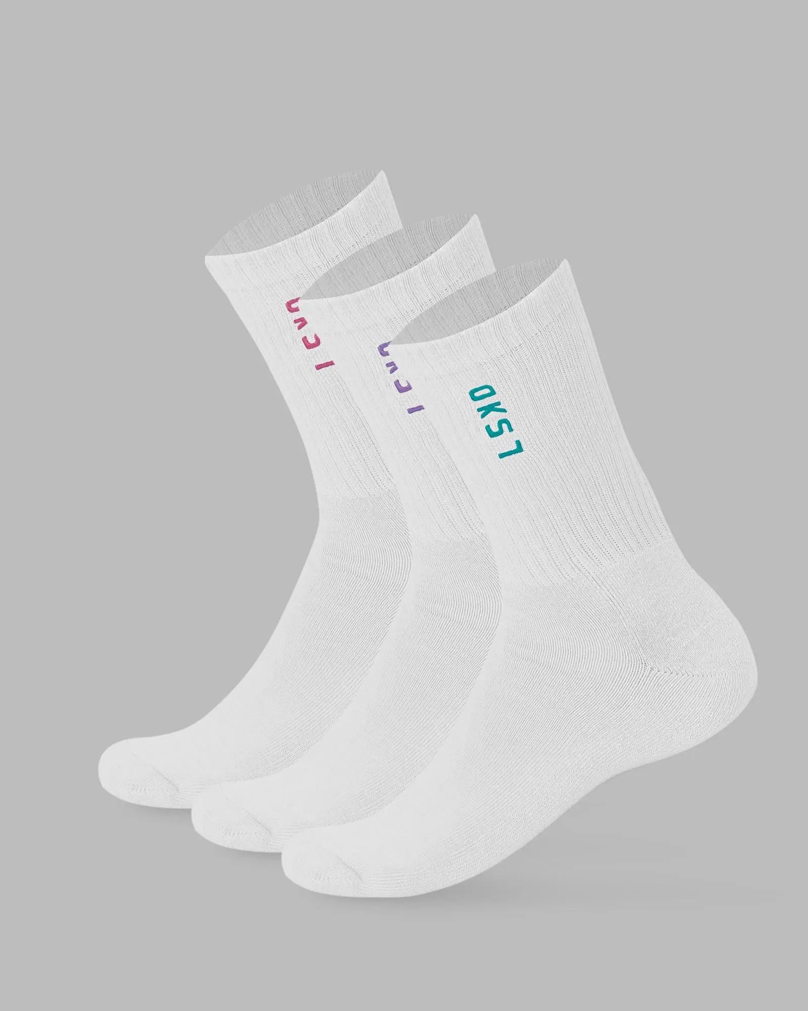 Signal 3 Pack Crew Socks - Pink/Purple/Teal