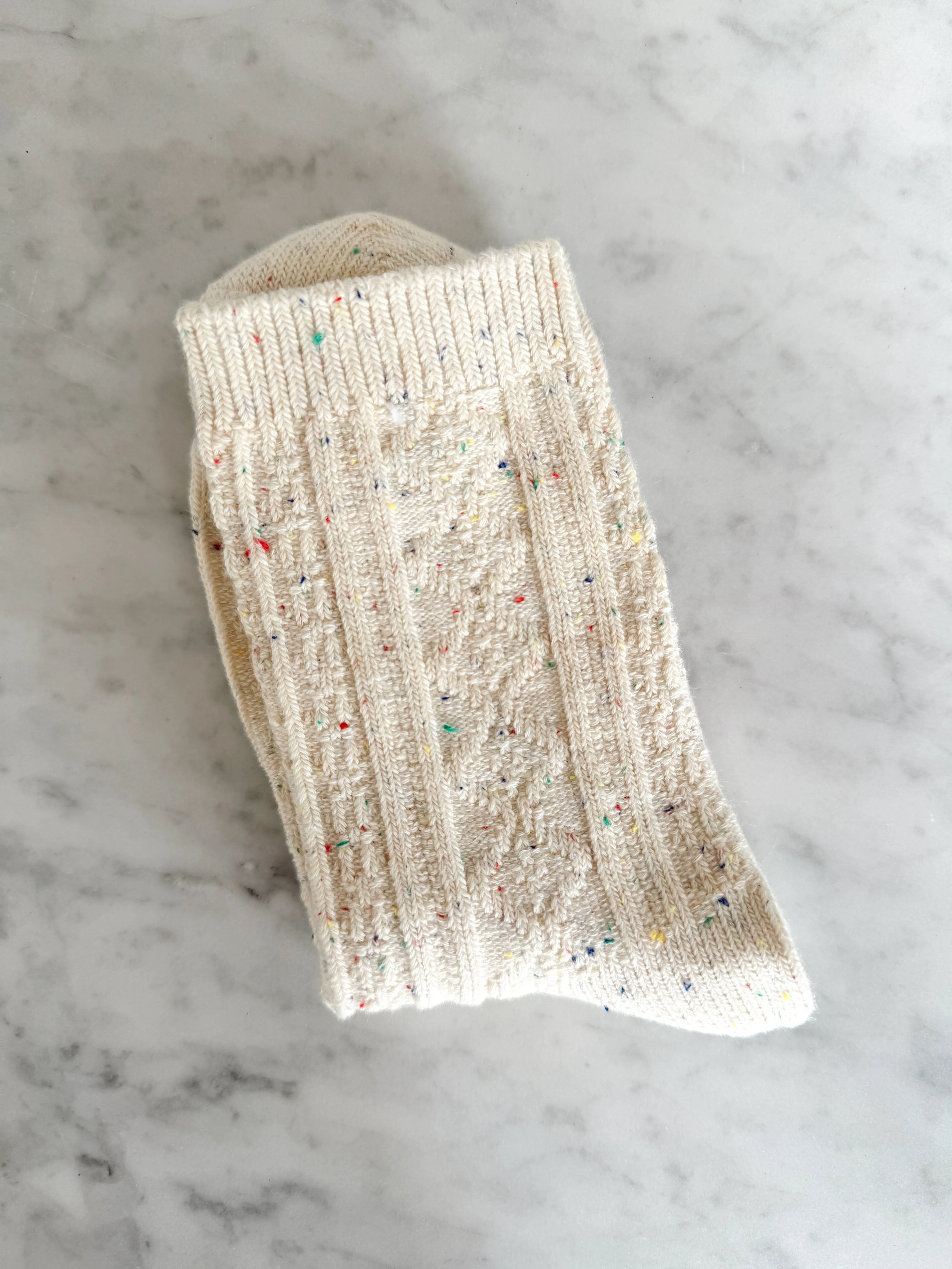 Speckled Cable Socks - Cream