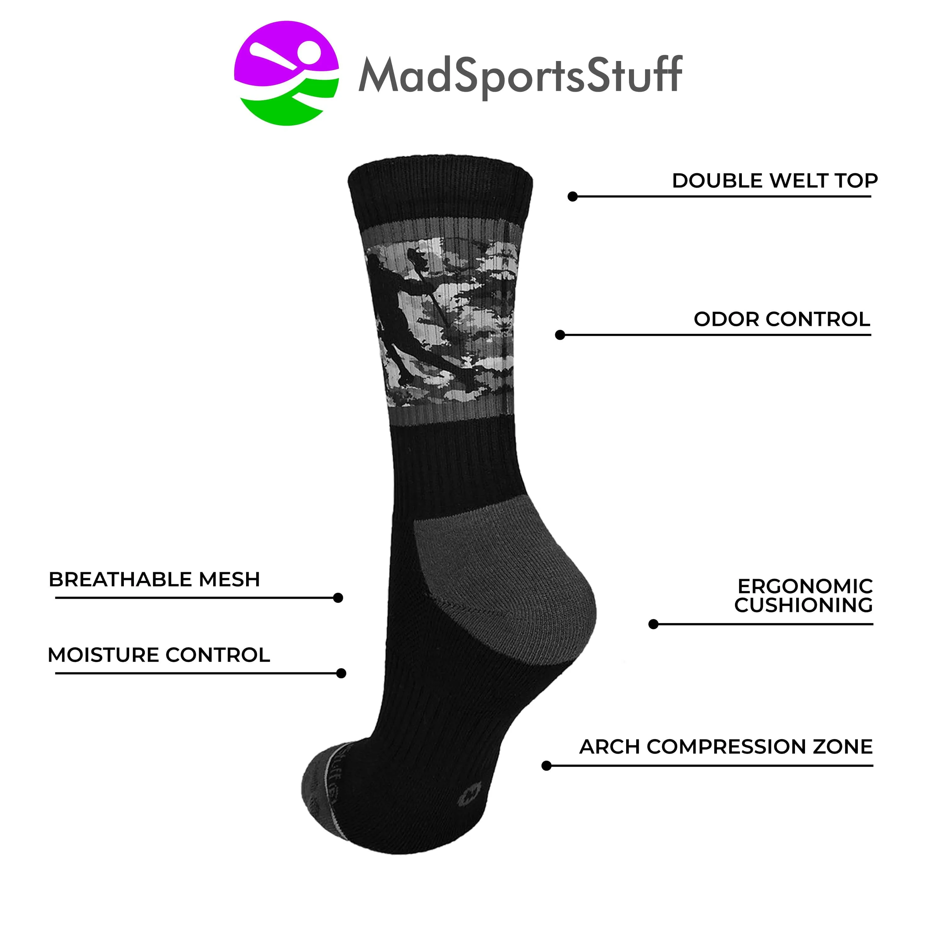 Sublimated Lacrosse Player Athletic Crew Socks